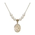 thumbnail image 1 of 18-Inch Hamilton Gold Plated Necklace with 6mm Faux-Pearl Beads and Our Lady of Mercy Charm, 1 of 1
