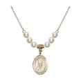 thumbnail image 1 of 18-Inch Hamilton Gold Plated Necklace with 6mm Faux-Pearl Beads and Saint Anselm of Canterbury Charm, 1 of 1