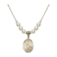 thumbnail image 1 of 18-Inch Hamilton Gold Plated Necklace with 6mm Faux-Pearl Beads and Saint Charles Borromeo Charm, 1 of 1
