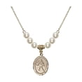 thumbnail image 1 of 18-Inch Hamilton Gold Plated Necklace with 6mm Faux-Pearl Beads and Saint Christopher / Field Hockey Charm, 1 of 1