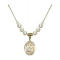 thumbnail image 1 of 18-Inch Hamilton Gold Plated Necklace with 6mm Faux-Pearl Beads and Saint John Licci Charm, 1 of 1