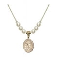 thumbnail image 1 of 18-Inch Hamilton Gold Plated Necklace with 6mm Faux-Pearl Beads and Saint Mary Magdalene of Canossa Charm, 1 of 1