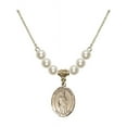 thumbnail image 1 of 18-Inch Hamilton Gold Plated Necklace with 6mm Faux-Pearl Beads and Saint Nathanael Charm, 1 of 1