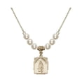thumbnail image 1 of 18-Inch Hamilton Gold Plated Necklace with 6mm Faux-Pearl Beads and Saint Peregrine Charm, 1 of 1