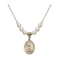 thumbnail image 1 of 18-Inch Hamilton Gold Plated Necklace with 6mm Faux-Pearl Beads and Saint Pio of Pietrelcina Charm, 1 of 1