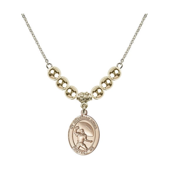 18-Inch Hamilton Gold Plated Necklace with 6mm Gold Filled Beads and Guardian Angel/Track&Field-Women Charm