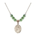 thumbnail image 1 of 18-Inch Hamilton Gold Plated Necklace with 6mm Green August Birth Month Stone Beads and Divine Mercy Charm, 1 of 1