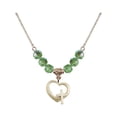 thumbnail image 1 of 18-Inch Hamilton Gold Plated Necklace with 6mm Green August Birth Month Stone Beads and Heart / Cross Charm, 1 of 1