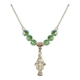 thumbnail image 1 of 18-Inch Hamilton Gold Plated Necklace with 6mm Green August Birth Month Stone Beads and Miraculous Charm, 1 of 1
