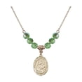 thumbnail image 1 of 18-Inch Hamilton Gold Plated Necklace with 6mm Green August Birth Month Stone Beads and Our Lady of Prompt Succor Charm, 1 of 1