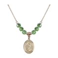 thumbnail image 1 of 18-Inch Hamilton Gold Plated Necklace with 6mm Green August Birth Month Stone Beads and Saint Aaron Charm, 1 of 1