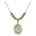thumbnail image 1 of 18-Inch Hamilton Gold Plated Necklace with 6mm Green August Birth Month Stone Beads and Saint Christopher Charm, 1 of 1