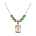 thumbnail image 1 of 18-Inch Hamilton Gold Plated Necklace with 6mm Green August Birth Month Stone Beads and Saint Christopher Charm, 1 of 1