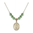 thumbnail image 1 of 18-Inch Hamilton Gold Plated Necklace with 6mm Green August Birth Month Stone Beads and Saint Cornelius Charm, 1 of 1