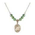 thumbnail image 1 of 18-Inch Hamilton Gold Plated Necklace with 6mm Green August Birth Month Stone Beads and Saint Edith Stein Charm, 1 of 1