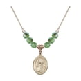 thumbnail image 1 of 18-Inch Hamilton Gold Plated Necklace with 6mm Green August Birth Month Stone Beads and Saint Isaiah Charm, 1 of 1