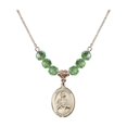 thumbnail image 1 of 18-Inch Hamilton Gold Plated Necklace with 6mm Green August Birth Month Stone Beads and Saint Kateri Tekakwitha Charm, 1 of 1