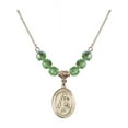 thumbnail image 1 of 18-Inch Hamilton Gold Plated Necklace with 6mm Green August Birth Month Stone Beads and Saint Nicholas Charm, 1 of 1