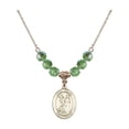 thumbnail image 1 of 18-Inch Hamilton Gold Plated Necklace with 6mm Green August Birth Month Stone Beads and Saint Rocco Charm, 1 of 1