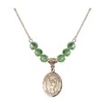 thumbnail image 1 of 18-Inch Hamilton Gold Plated Necklace with 6mm Green August Birth Month Stone Beads and Saint Sebastian/Lacrosse Charm, 1 of 1
