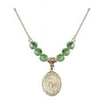 thumbnail image 1 of 18-Inch Hamilton Gold Plated Necklace with 6mm Green August Birth Month Stone Beads and Saint Susanna Charm, 1 of 1
