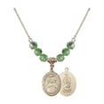 thumbnail image 1 of 18-Inch Hamilton Gold Plated Necklace with 6mm Green August Birth Month Stone Beads and Scapular Charm, 1 of 1