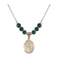 thumbnail image 1 of 18-Inch Hamilton Gold Plated Necklace with 6mm Green May Birth Month Stone Beads and Blessed Caroline Gerhardinger Charm, 1 of 1