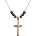 thumbnail image 1 of 18-Inch Hamilton Gold Plated Necklace with 6mm Green May Birth Month Stone Beads and Crucifix Charm, 1 of 1
