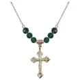 thumbnail image 1 of 18-Inch Hamilton Gold Plated Necklace with 6mm Green May Birth Month Stone Beads and Crucifix Charm, 1 of 1