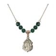 thumbnail image 1 of 18-Inch Hamilton Gold Plated Necklace with 6mm Green May Birth Month Stone Beads and Divine Mercy Charm, 1 of 1