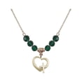thumbnail image 1 of 18-Inch Hamilton Gold Plated Necklace with 6mm Green May Birth Month Stone Beads and Heart / Cross Charm, 1 of 1