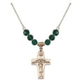 thumbnail image 1 of 18-Inch Hamilton Gold Plated Necklace with 6mm Green May Birth Month Stone Beads and Papal Crucifix Charm, 1 of 1