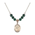 thumbnail image 1 of 18-Inch Hamilton Gold Plated Necklace with 6mm Green May Birth Month Stone Beads and Saint Christopher/Martial Arts Charm, 1 of 1
