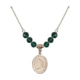 thumbnail image 1 of 18-Inch Hamilton Gold Plated Necklace with 6mm Green May Birth Month Stone Beads and Saint Christopher / Skiing Charm, 1 of 1
