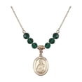 thumbnail image 1 of 18-Inch Hamilton Gold Plated Necklace with 6mm Green May Birth Month Stone Beads and Saint Gerald Charm, 1 of 1