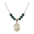 thumbnail image 1 of 18-Inch Hamilton Gold Plated Necklace with 6mm Green May Birth Month Stone Beads and Saint James the Greater Charm, 1 of 1