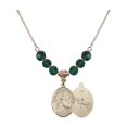 thumbnail image 1 of 18-Inch Hamilton Gold Plated Necklace with 6mm Green May Birth Month Stone Beads and Saint Joseph of Cupertino Charm, 1 of 1