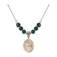 thumbnail image 1 of 18-Inch Hamilton Gold Plated Necklace with 6mm Green May Birth Month Stone Beads and Saint Margaret Mary Alacoque Charm, 1 of 1