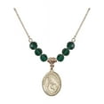 thumbnail image 1 of 18-Inch Hamilton Gold Plated Necklace with 6mm Green May Birth Month Stone Beads and Saint Margaret of Cortona Charm, 1 of 1