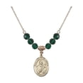 thumbnail image 1 of 18-Inch Hamilton Gold Plated Necklace with 6mm Green May Birth Month Stone Beads and Saint Martin de Porres Charm, 1 of 1
