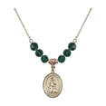 thumbnail image 1 of 18-Inch Hamilton Gold Plated Necklace with 6mm Green May Birth Month Stone Beads and Saint Rachel Charm, 1 of 1