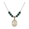 thumbnail image 1 of 18-Inch Hamilton Gold Plated Necklace with 6mm Green May Birth Month Stone Beads and Saint Sebastian/Skiing Charm, 1 of 1