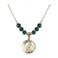 thumbnail image 1 of 18-Inch Hamilton Gold Plated Necklace with 6mm Green May Birth Month Stone Beads and Sorrowful Mother Charm, 1 of 1