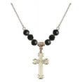 thumbnail image 1 of 18-Inch Hamilton Gold Plated Necklace with 6mm Jet Birth Month Stone Beads and Cross Charm, 1 of 1