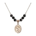 thumbnail image 1 of 18-Inch Hamilton Gold Plated Necklace with 6mm Jet Birth Month Stone Beads and Guardian Angel/Football Charm, 1 of 1