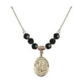 thumbnail image 1 of 18-Inch Hamilton Gold Plated Necklace with 6mm Jet Birth Month Stone Beads and Lord Is My Shepherd Charm, 1 of 1