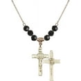 thumbnail image 1 of 18-Inch Hamilton Gold Plated Necklace with 6mm Jet Birth Month Stone Beads and Saint Benedict Crucifix Charm, 1 of 1