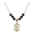 thumbnail image 1 of 18-Inch Hamilton Gold Plated Necklace with 6mm Jet Birth Month Stone Beads and Saint Christopher/Baseball Charm, 1 of 1