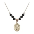 thumbnail image 1 of 18-Inch Hamilton Gold Plated Necklace with 6mm Jet Birth Month Stone Beads and Saint Frances Cabrini Charm, 1 of 1