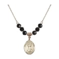 thumbnail image 1 of 18-Inch Hamilton Gold Plated Necklace with 6mm Jet Birth Month Stone Beads and Saint Francis of Assisi Charm, 1 of 1